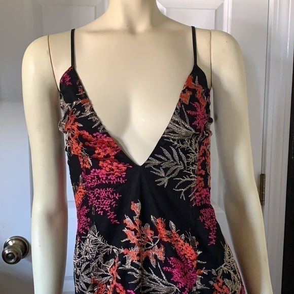 𝅺EUC Stunning Jay Godfrey Cocktail Dress Gown Flor Shimmer Print Size 12 - Picture 3 of 11
